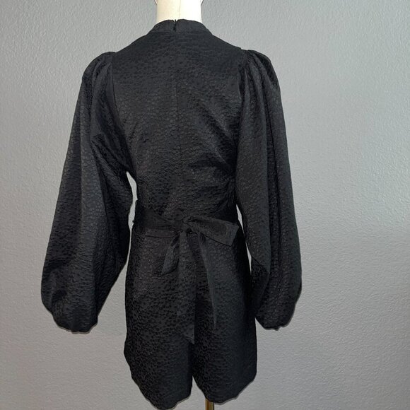 SAMSOE HARRIET SHORT PLAYSUIT JUMPSUIT ROMPER in BLACK FLOWER BALLOON SLEEVES -S - Picture 6 of 16